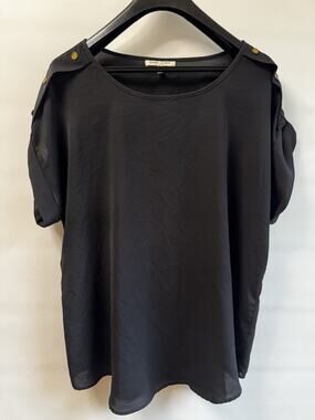 Speed Limit Women’s Black Blouse Button Shoulder Short Sleeve Size 1X